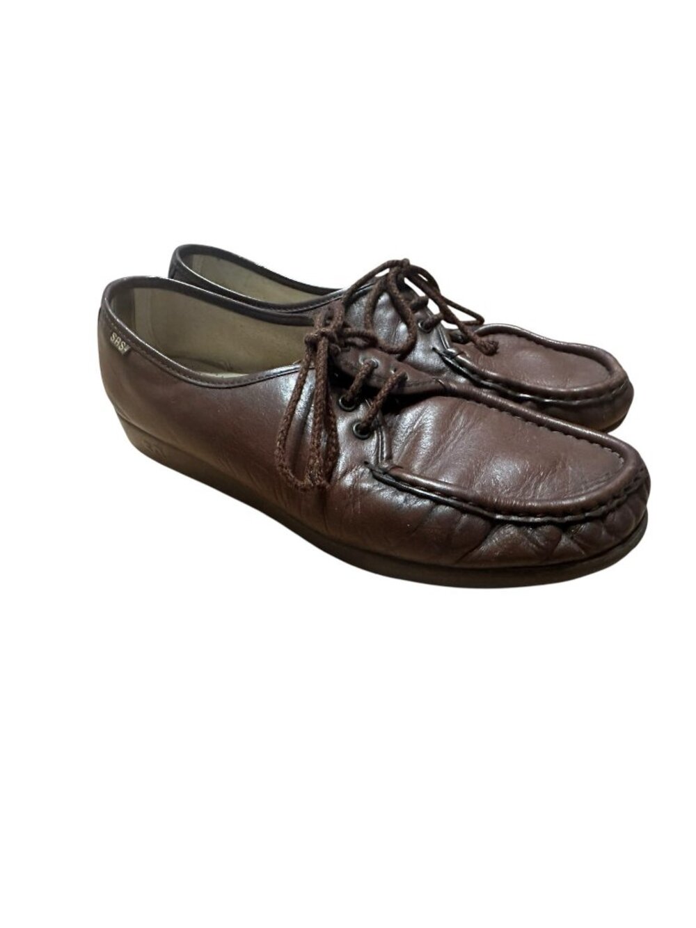 SAS Siesta Shoes Women 11.5 Brown Leather Lace Up Moc Toe Comfort USA Made